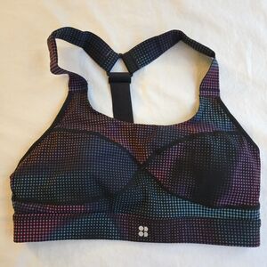 Sweaty Betty Power Medium Impact Black Gradient Neon Dot Sports Bra NAT1